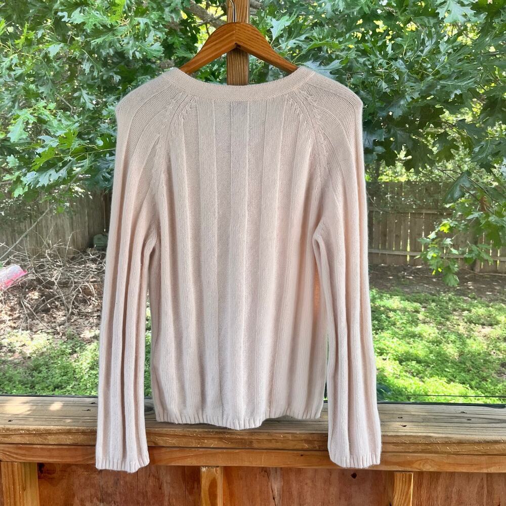 J. Crew Collection Women's 100% Cashmere Lace Up Beach Sweater Cream Size M - Picture 3 of 9